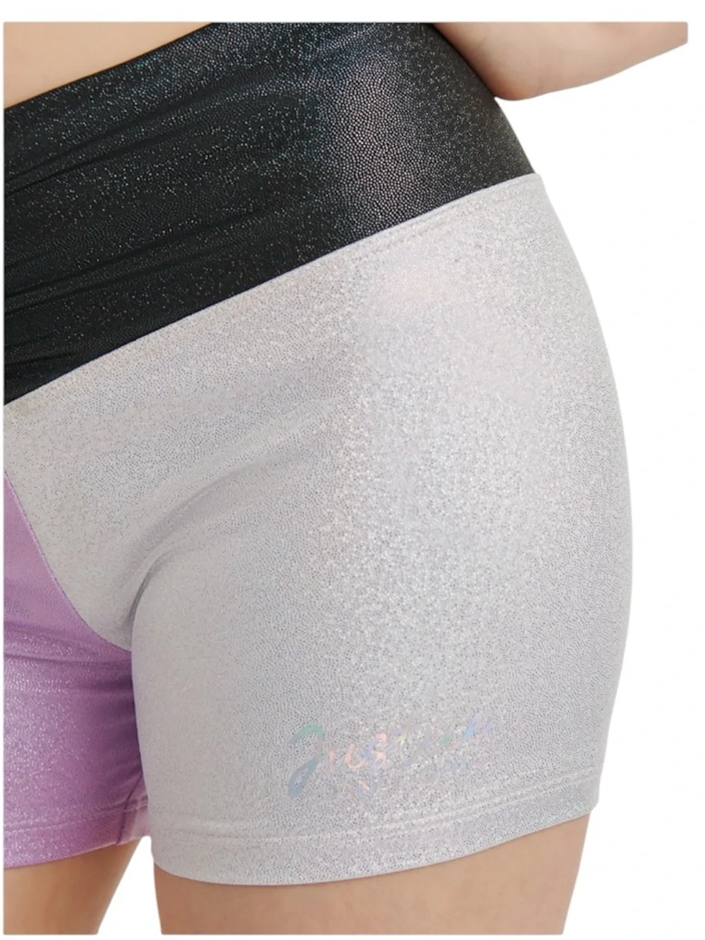 Justice - Cinch shimmering Waistband Dance Shorts - Size: XL